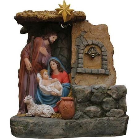 GO-GO 14 in. Holy Family Religious Nativity Fountain with Lamp Table Top Christmas Decoration GO72723
